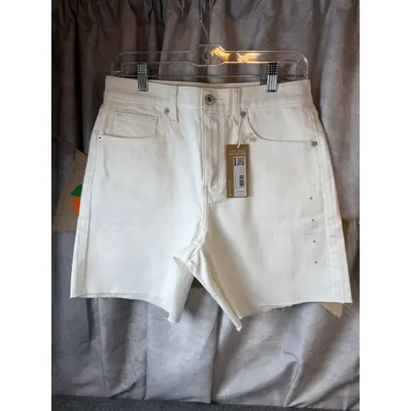 New Eddie Bauer Women Size 6 White Stretch Cotton High Rise Cutoff Denim Shorts - Picture 2 of 11